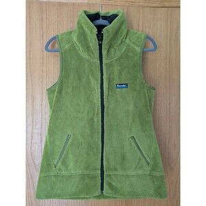 Moosejaw Vest Women's Large Fleece Lime Green Full Zip Pockets